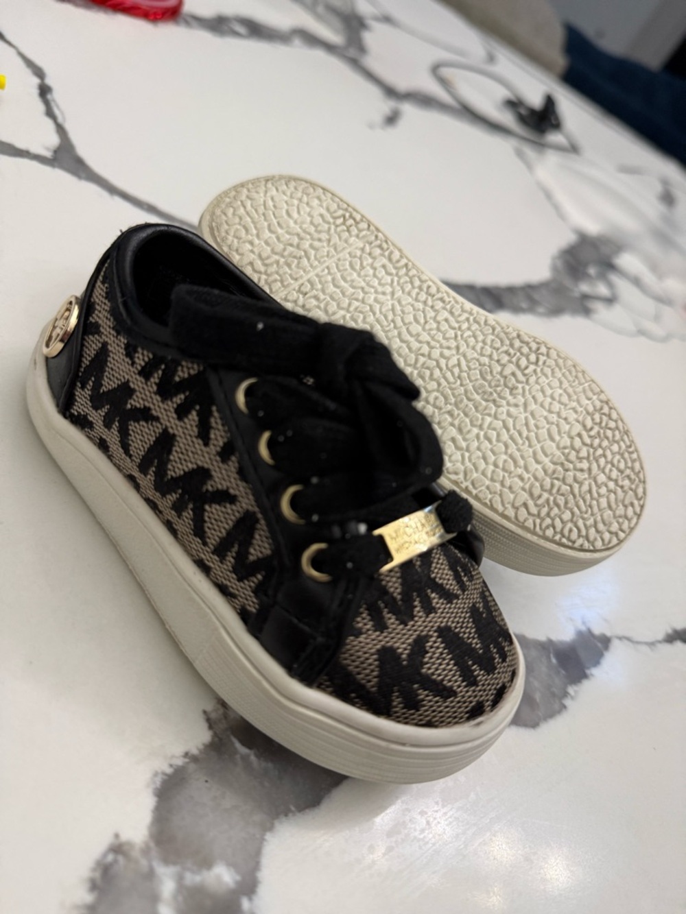 Michael Kors Black and Brown MK Logo Kids Sneakers